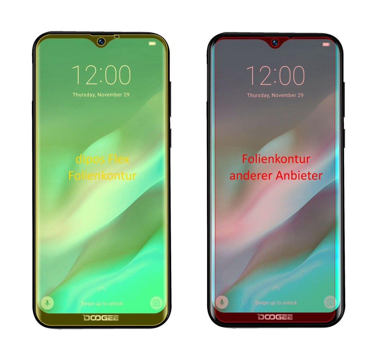 2x 3D Full Cover Schutzfolie für Doogee X90