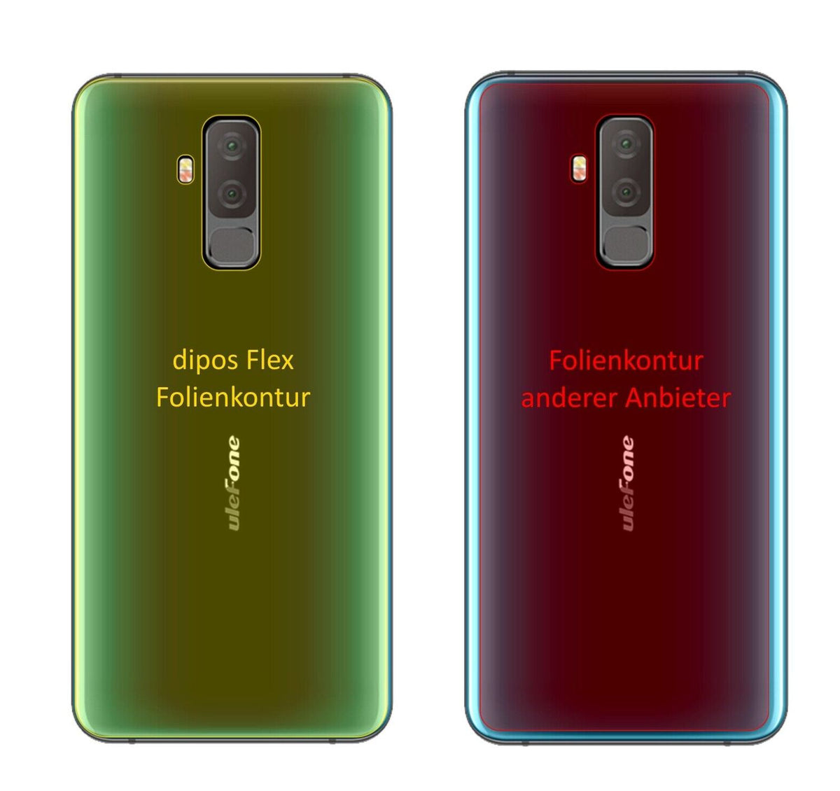 2x 3D Full Cover Schutzfolie für Ulefone T2 Rückseite