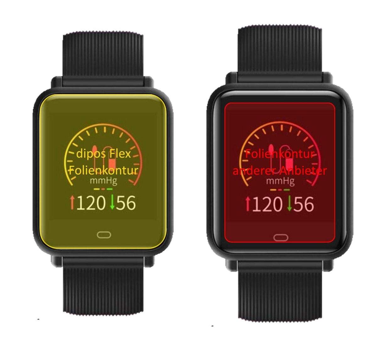 2x 3D Full Cover Schutzfolie für TagoBee TB08 Smartwatch