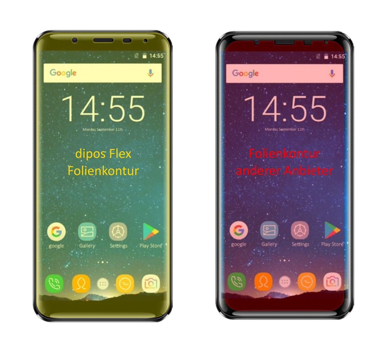 2x 3D Full Cover Schutzfolie für Oukitel K5000
