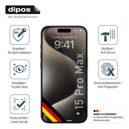 1x 9H Schutzfolie für Apple iPhone 15 Pro Max Panzerfolie