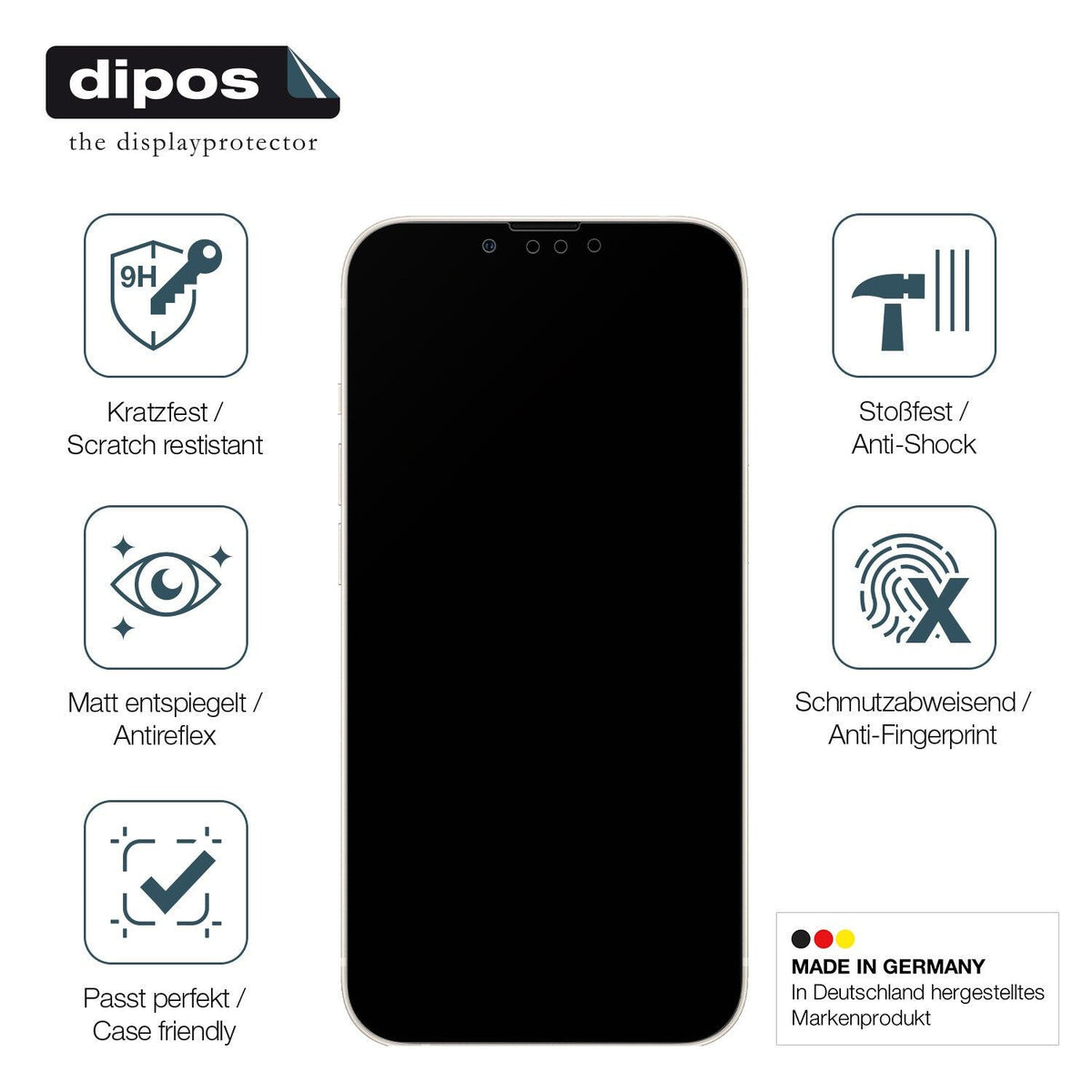 1x 9H Schutzfolie matt für Apple iPhone 13 Panzerfolie