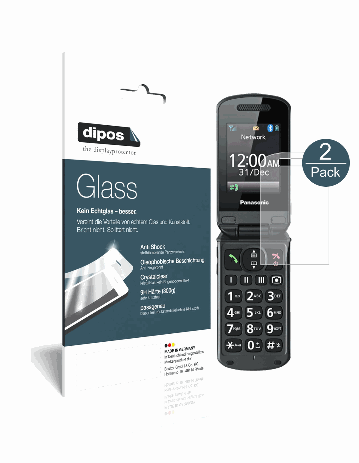 2x 9H Schutzfolie für Panasonic KX-TU329 Panzerfolie