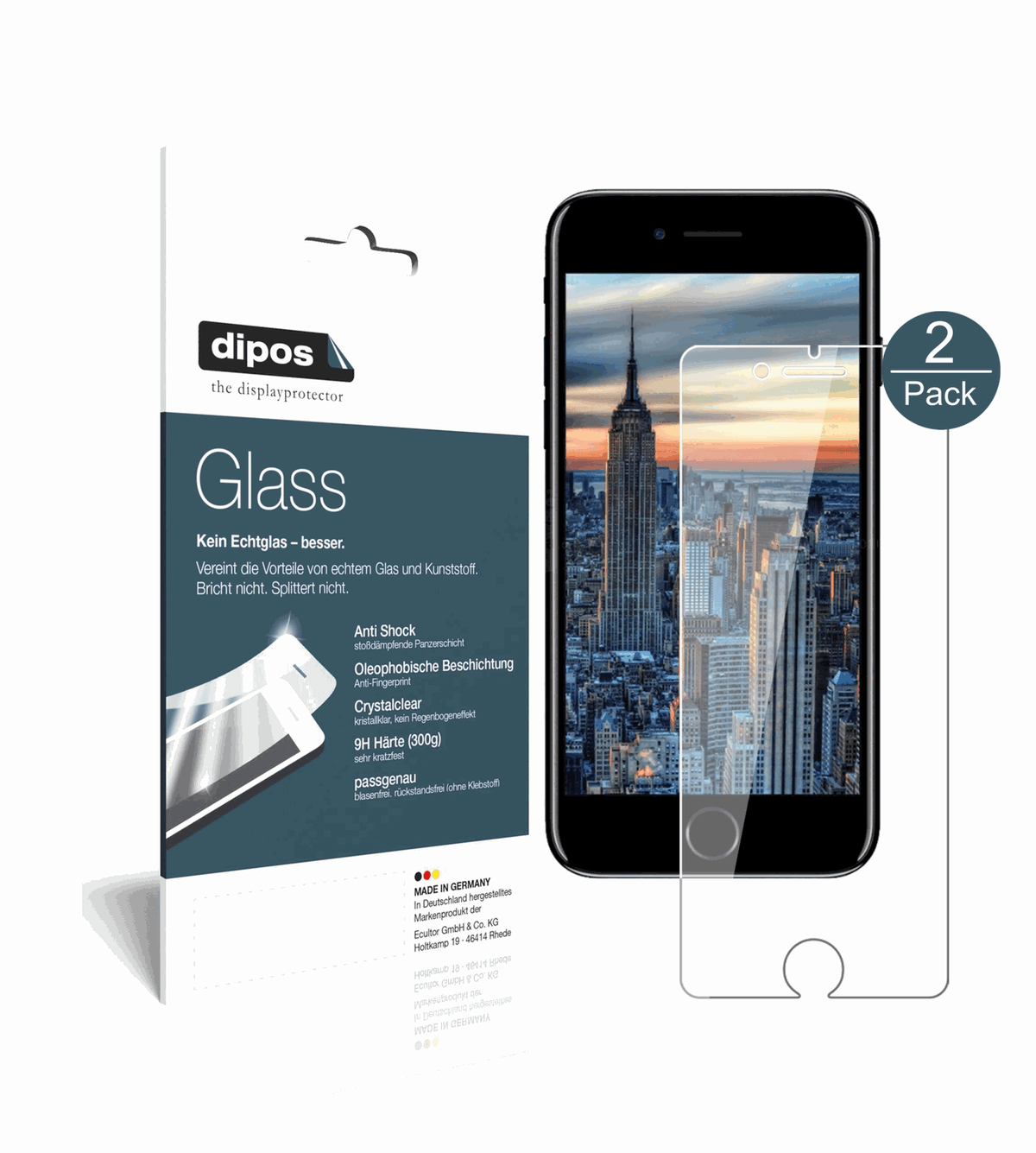 2x 9H Schutzfolie für Apple iPhone SE 2 Panzerfolie (1x Vorderseite + 1x Rückseite)