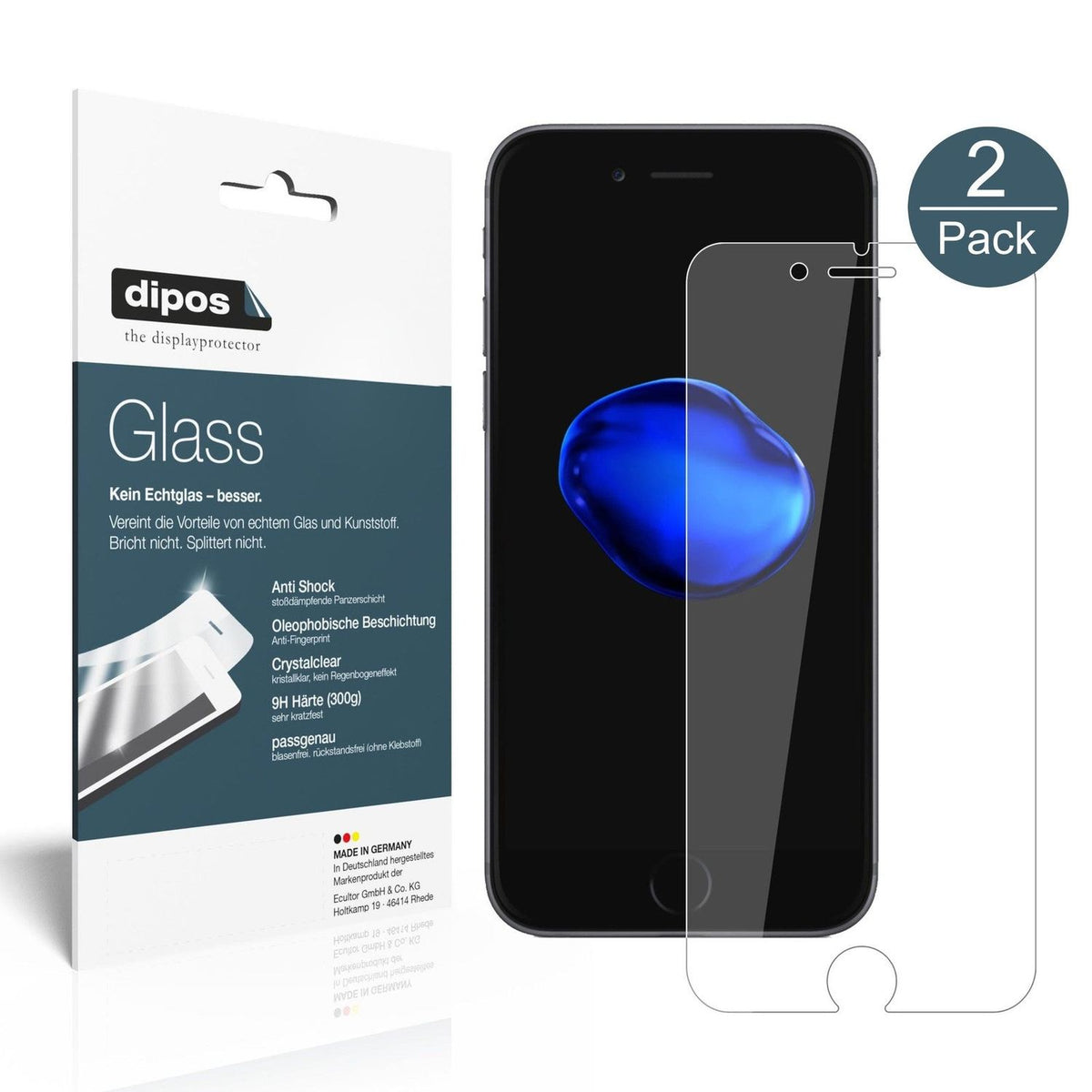 2x 9H Schutzfolie für Apple iPhone 7 Plus Panzerfolie