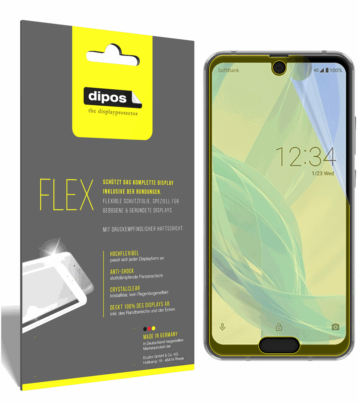 3x 3D Full Cover Schutzfolie für Sharp Aquos R2 Compact