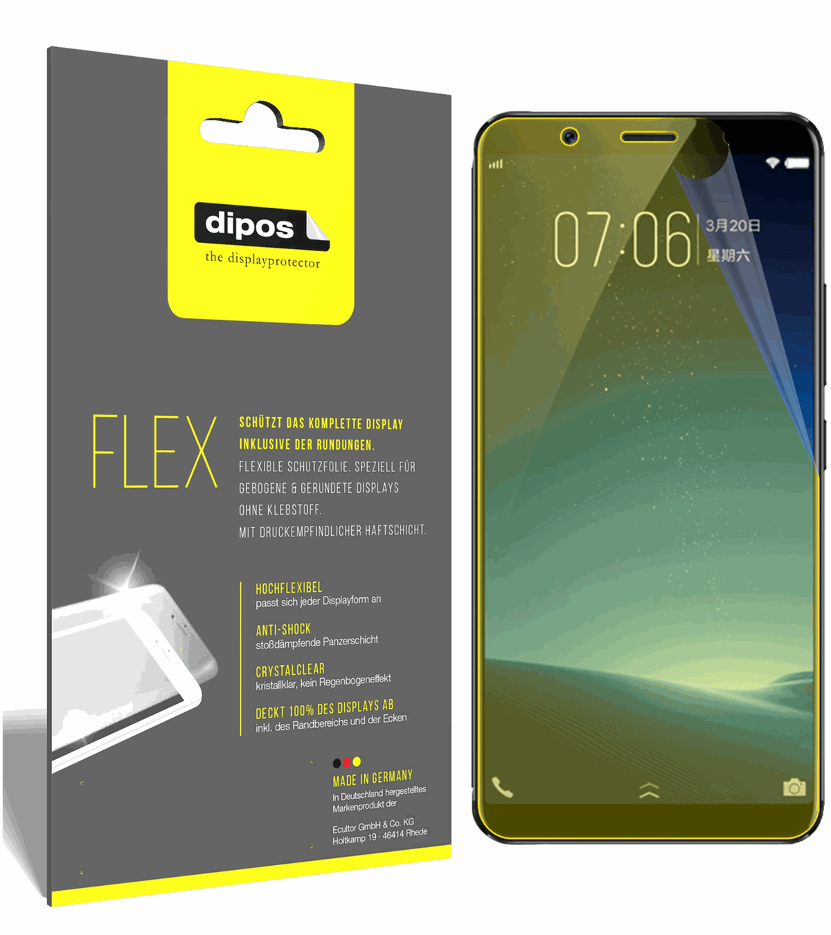 3x 3D Full Cover Schutzfolie für Vivo X20 Plus