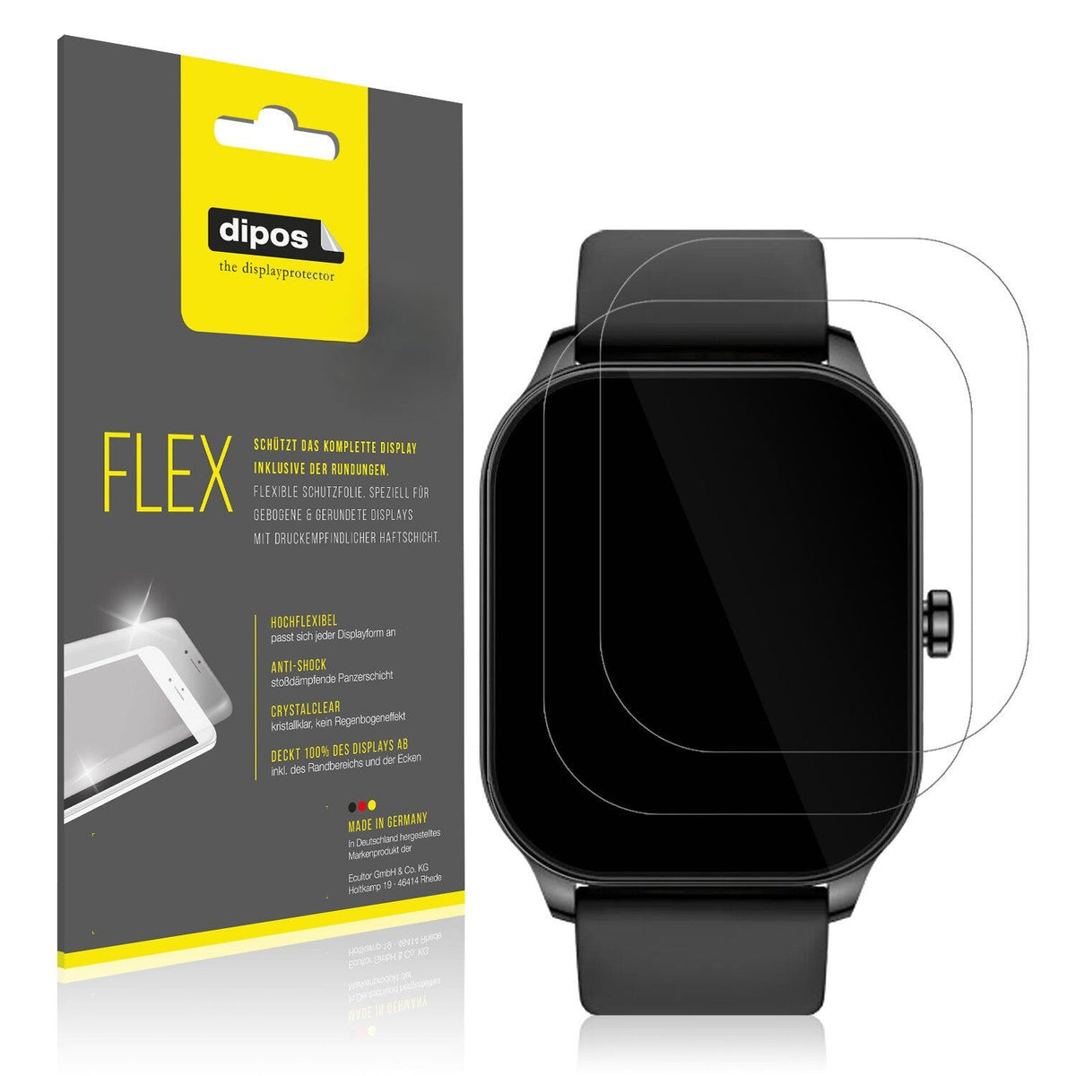 2x 3D Full Cover Schutzfolie für Amazfit Pop 3s