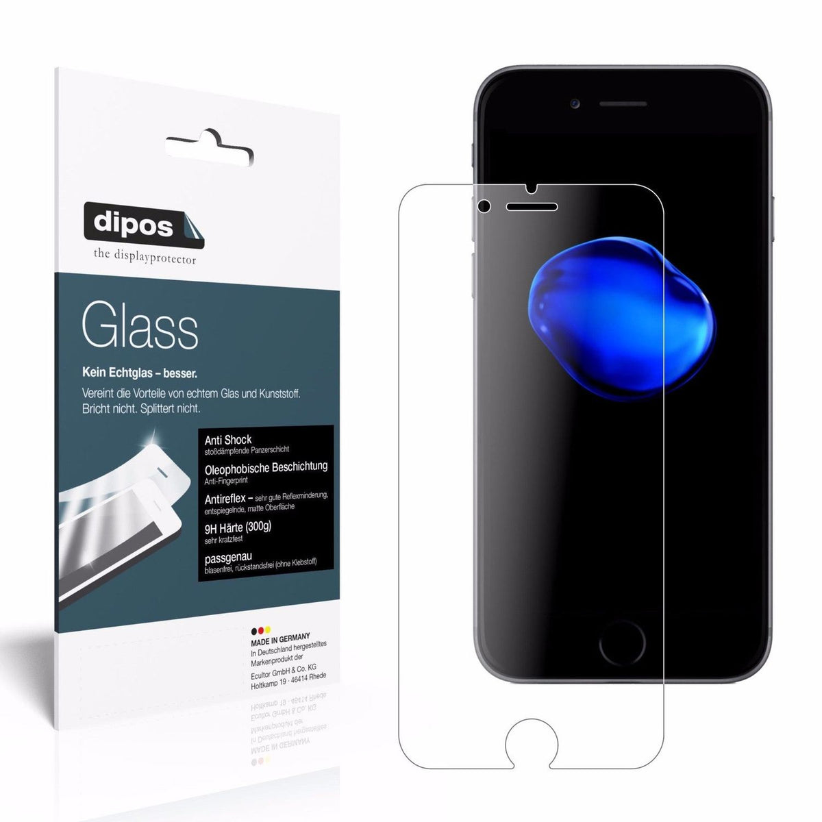 1x 9H Schutzfolie matt für Apple iPhone 7 Plus Panzerfolie