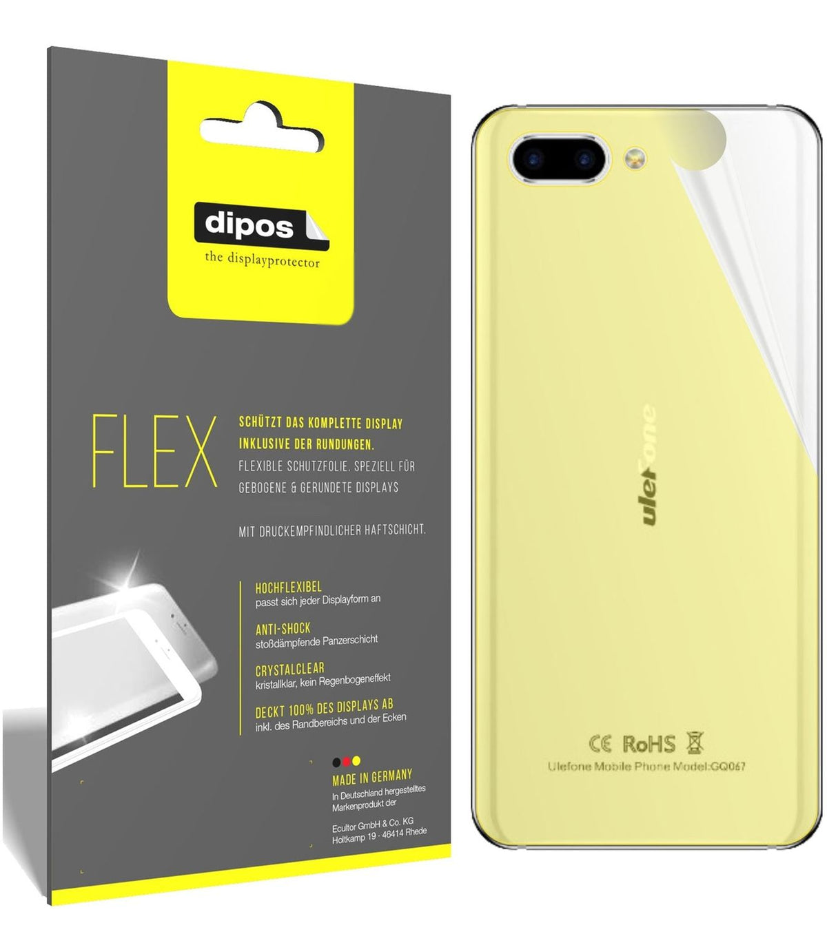 2x 3D Full Cover Schutzfolie für Ulefone T2 Pro Rückseite