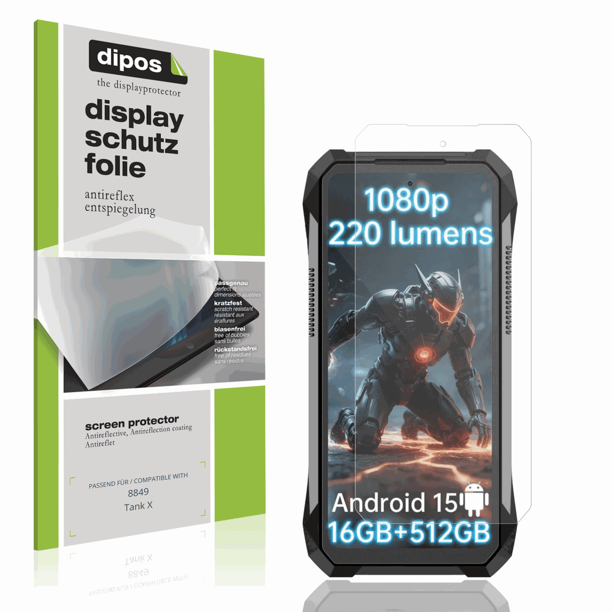 Matte Displayschutzfolie von dipos passend für 8849 Tank X, präziser Zuschnitt und blasenfrei montiert