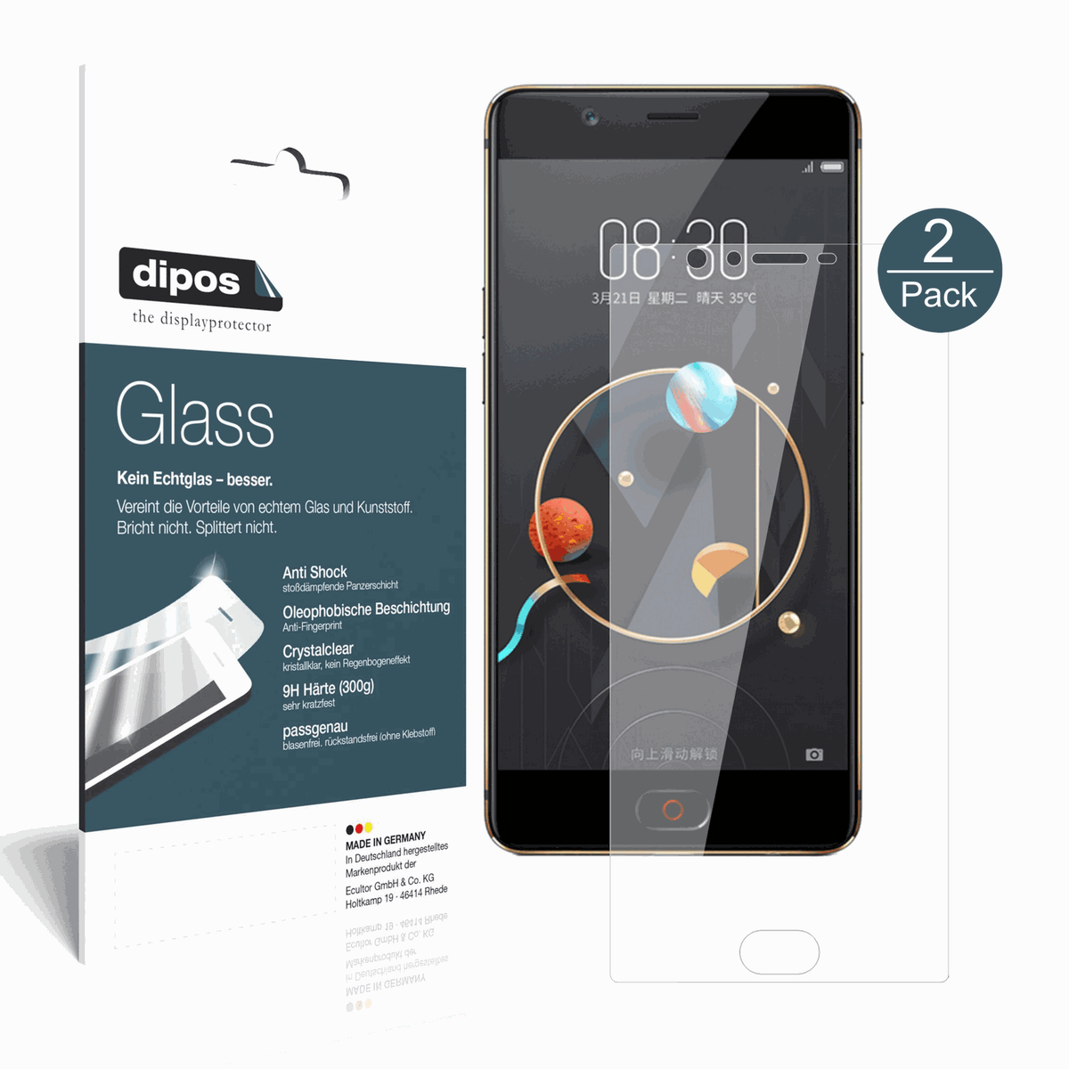2x 9H Schutzfolie für ZTE Nubia M2 Lite Panzerfolie