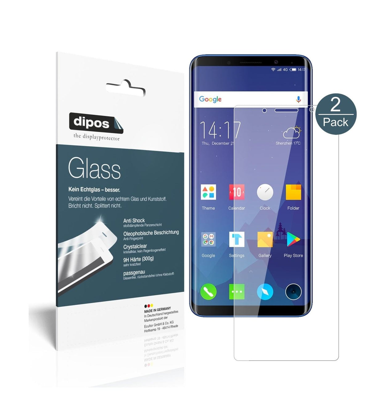 2x 9H Schutzfolie für Elephone U Panzerfolie