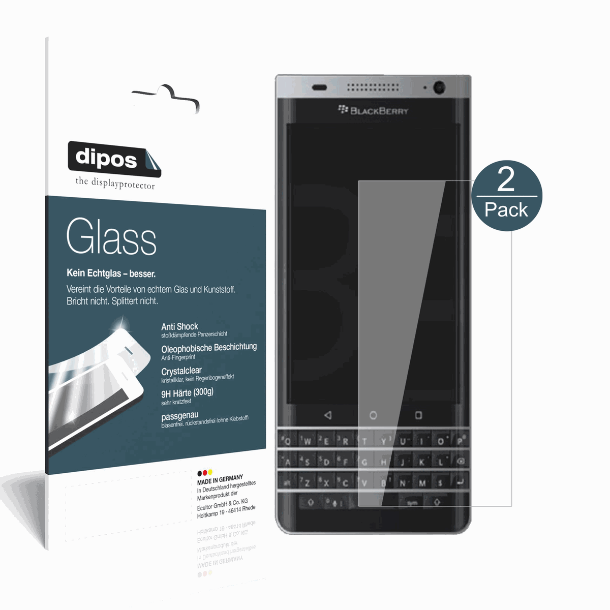 2x 9H Schutzfolie für Blackberry DTEK40 Panzerfolie