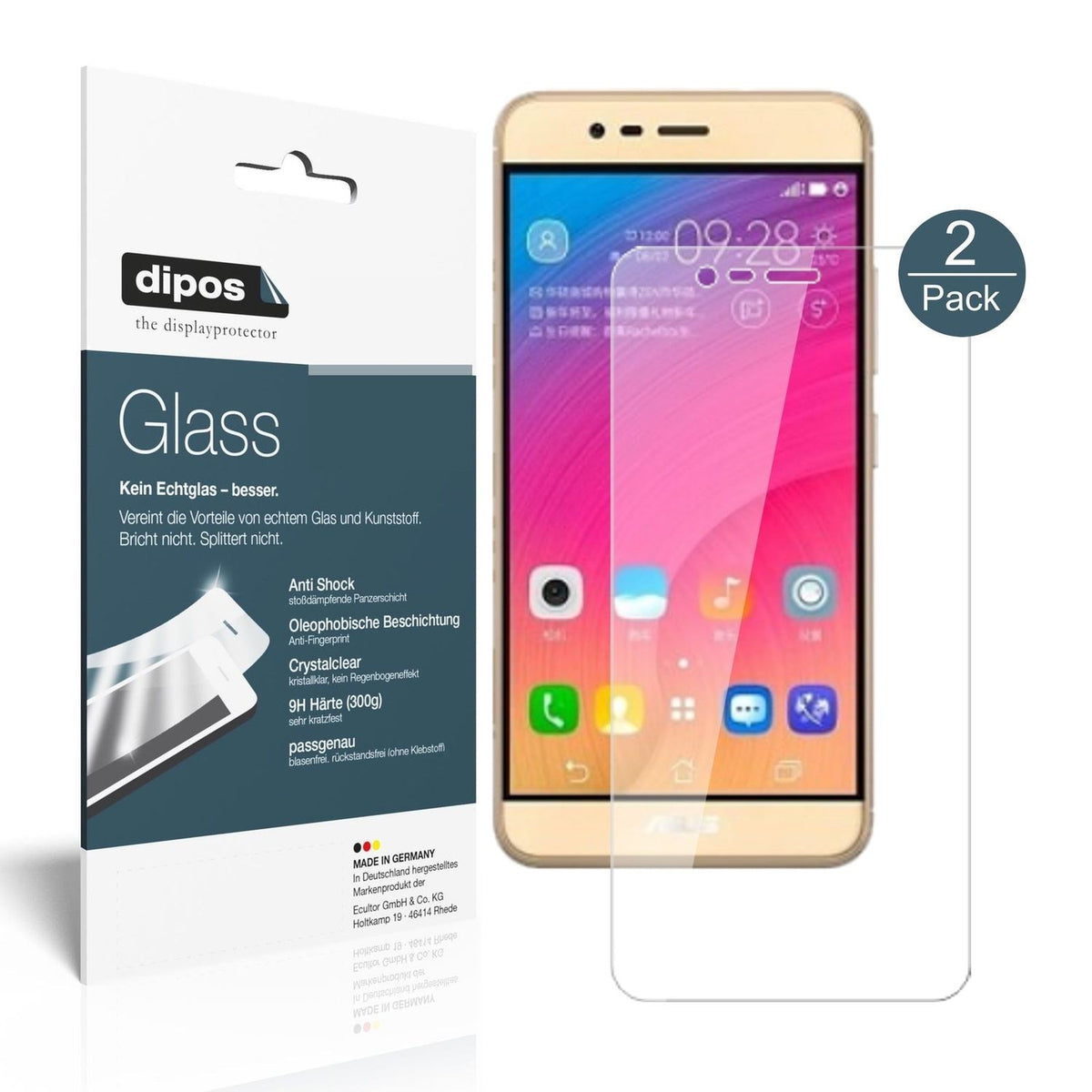 2x 9H Schutzfolie für Asus ZenFone Pegasus 3s Panzerfolie