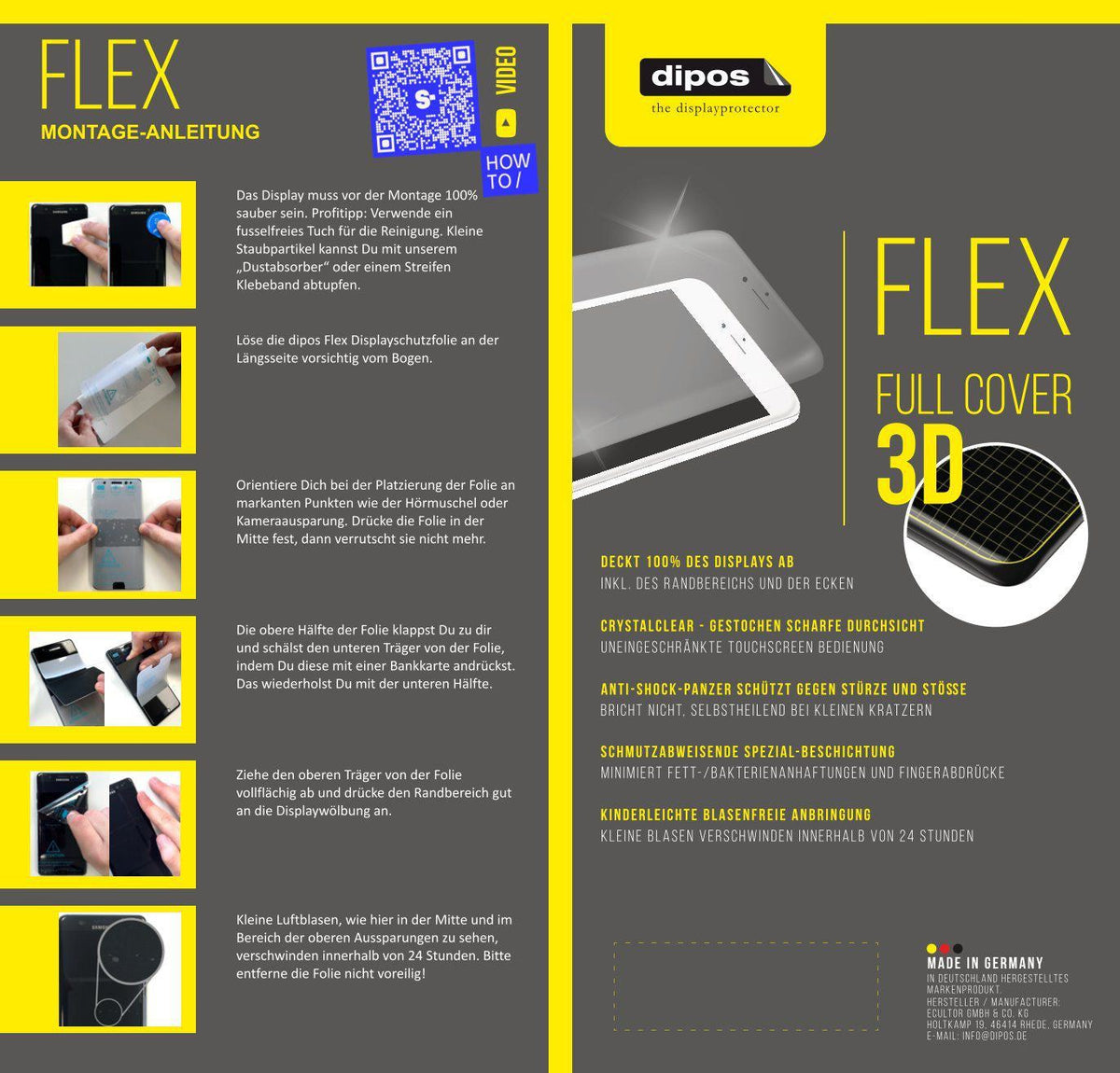 2x 3D Full Cover Schutzfolie für Denver SWC-338