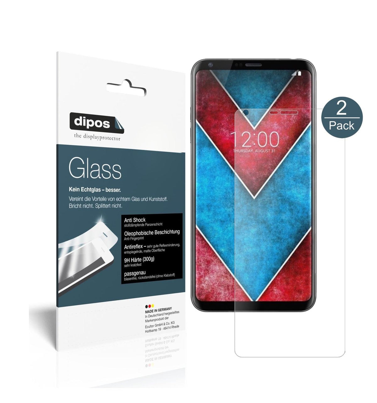 2x 9H Schutzfolie matt für LG V30 Panzerfolie