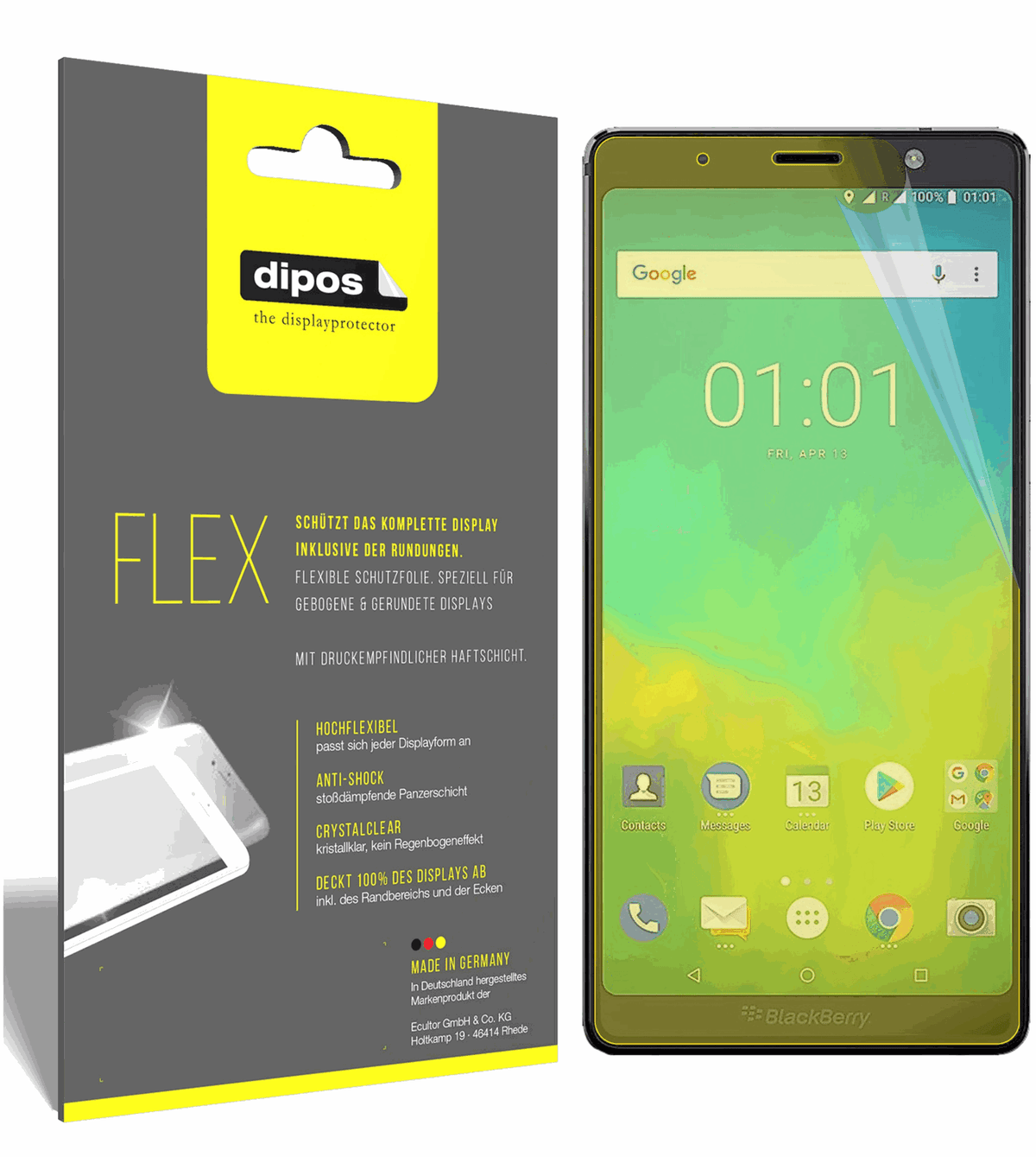 3x 3D Full Cover Schutzfolie für BlackBerry Evolve