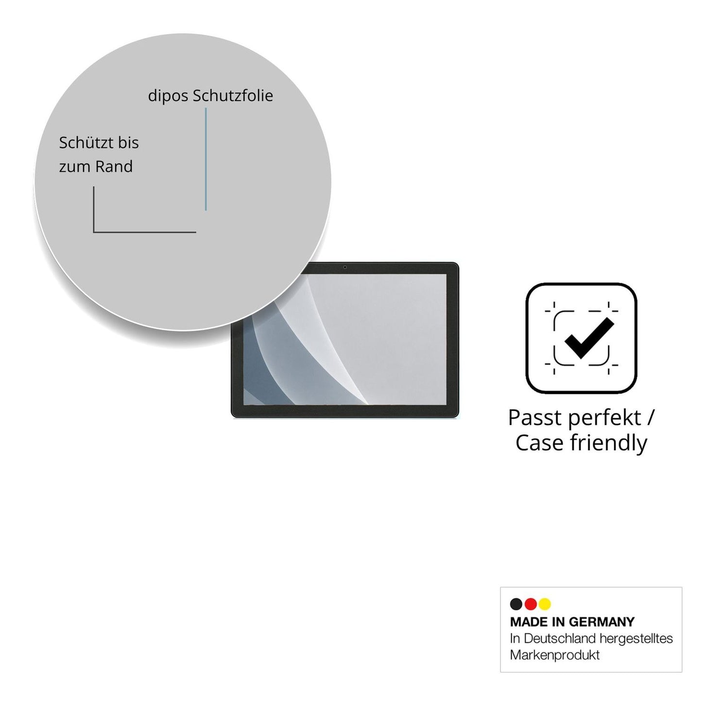Schutzglasfolie mit optimaler Passform, zur Verwendung mit Hüllen geeignet