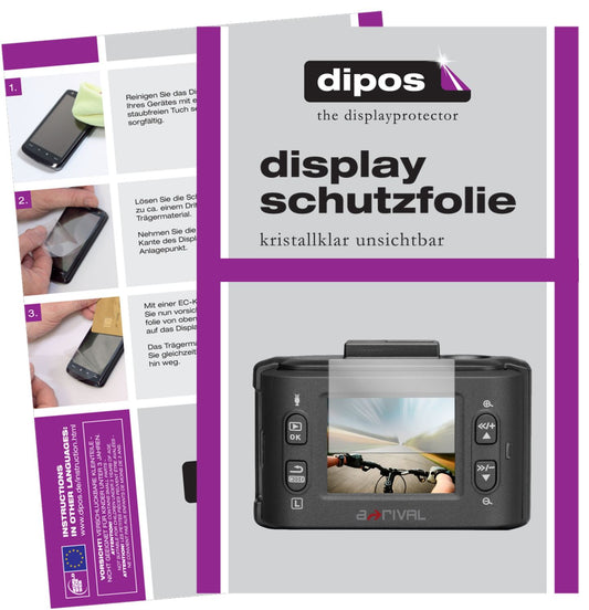 Klare Displayschutzfolie von dipos passend für a-rival aQtion Cam AQN6, präziser Zuschnitt und blasenfrei montiert