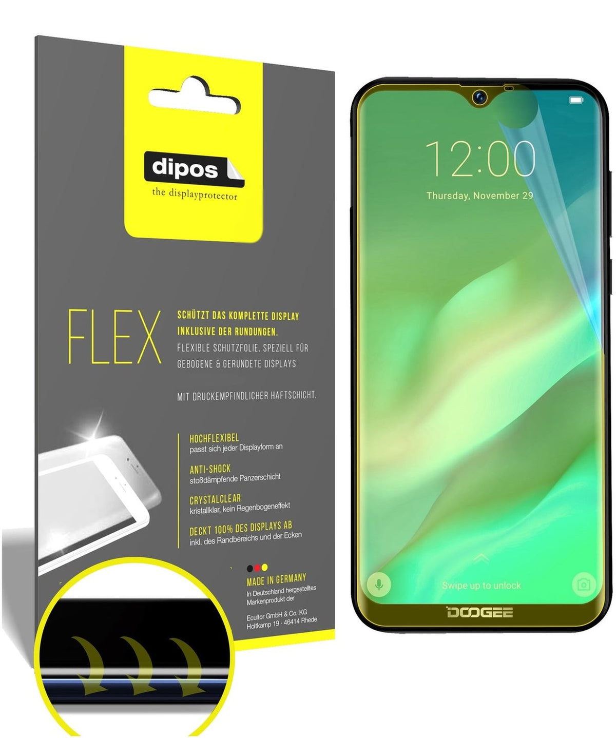 2x 3D Full Cover Schutzfolie für Doogee X90