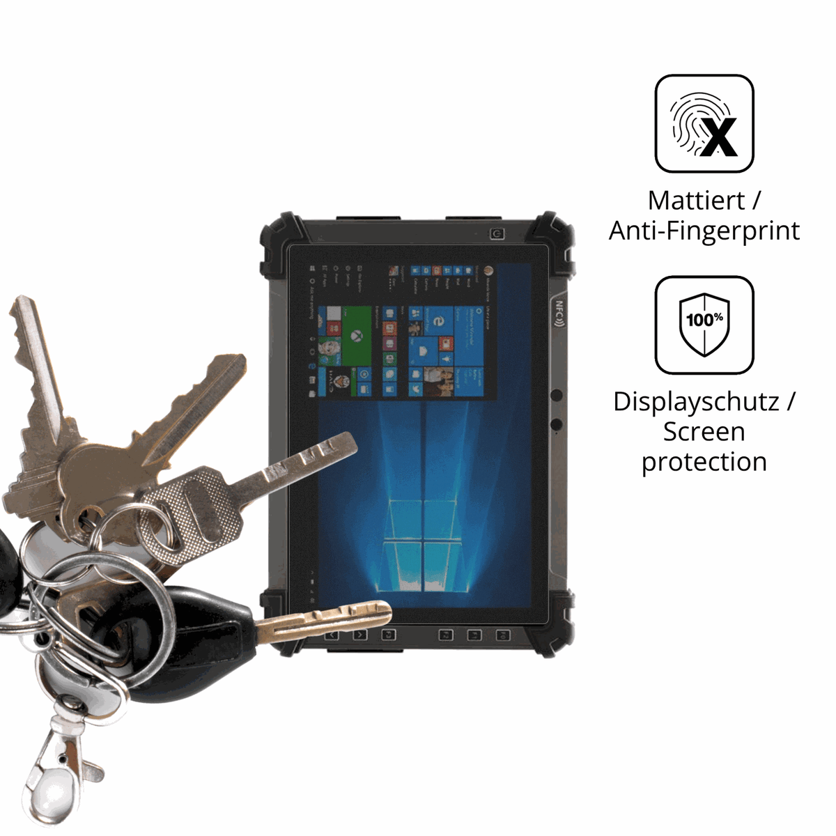 dipos Displayschutz für aaroniarugged tablet a1, mattierte Oberfläche, Blickschutzfilter und perfekter Passform