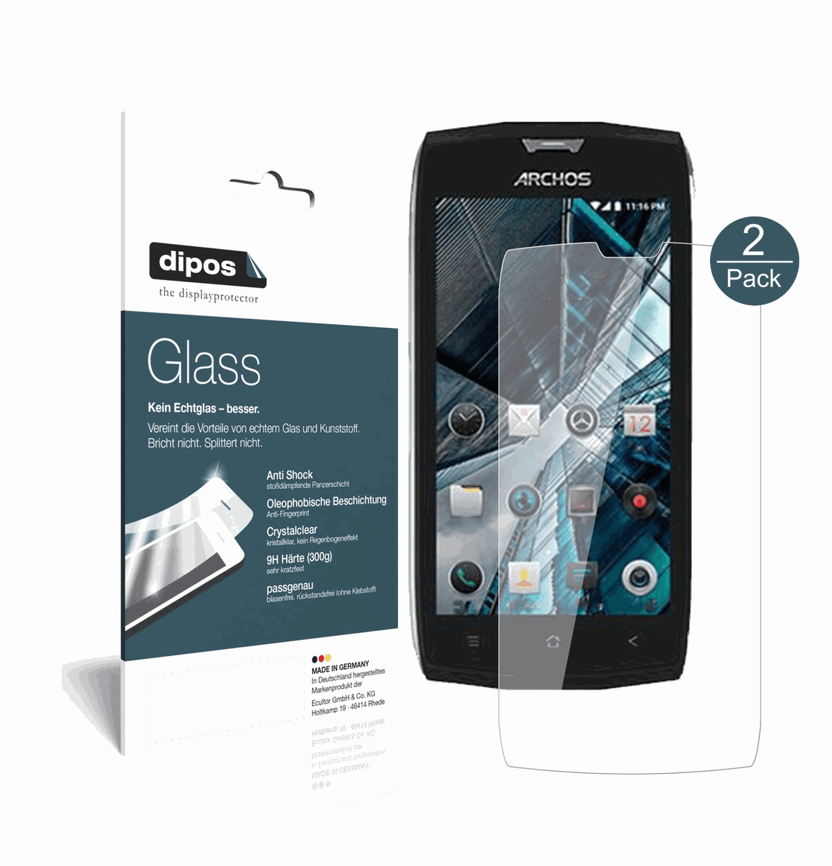 2x 9H Schutzfolie für Archos Sense 50 X Panzerfolie