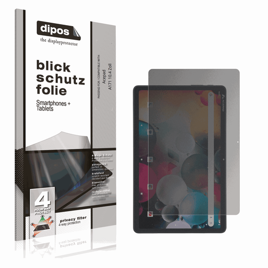 Blickschutzfolie von dipos passend für Acepad A171 10.4 Zoll, präziser Zuschnitt und blasenfrei montiert