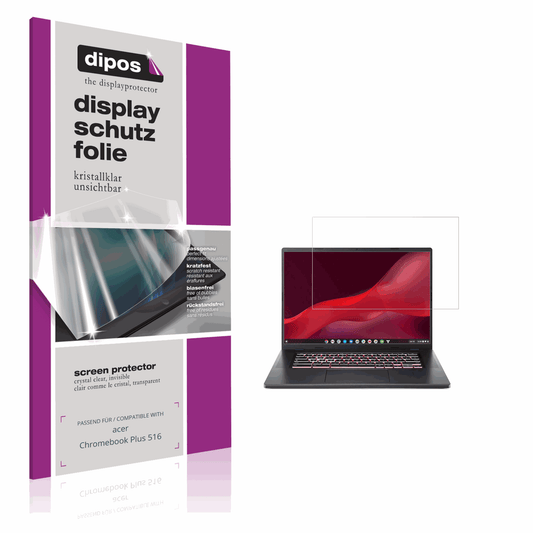 Klare Displayschutzfolie von dipos passend für acer Chromebook Plus 516, präziser Zuschnitt und blasenfrei montiert