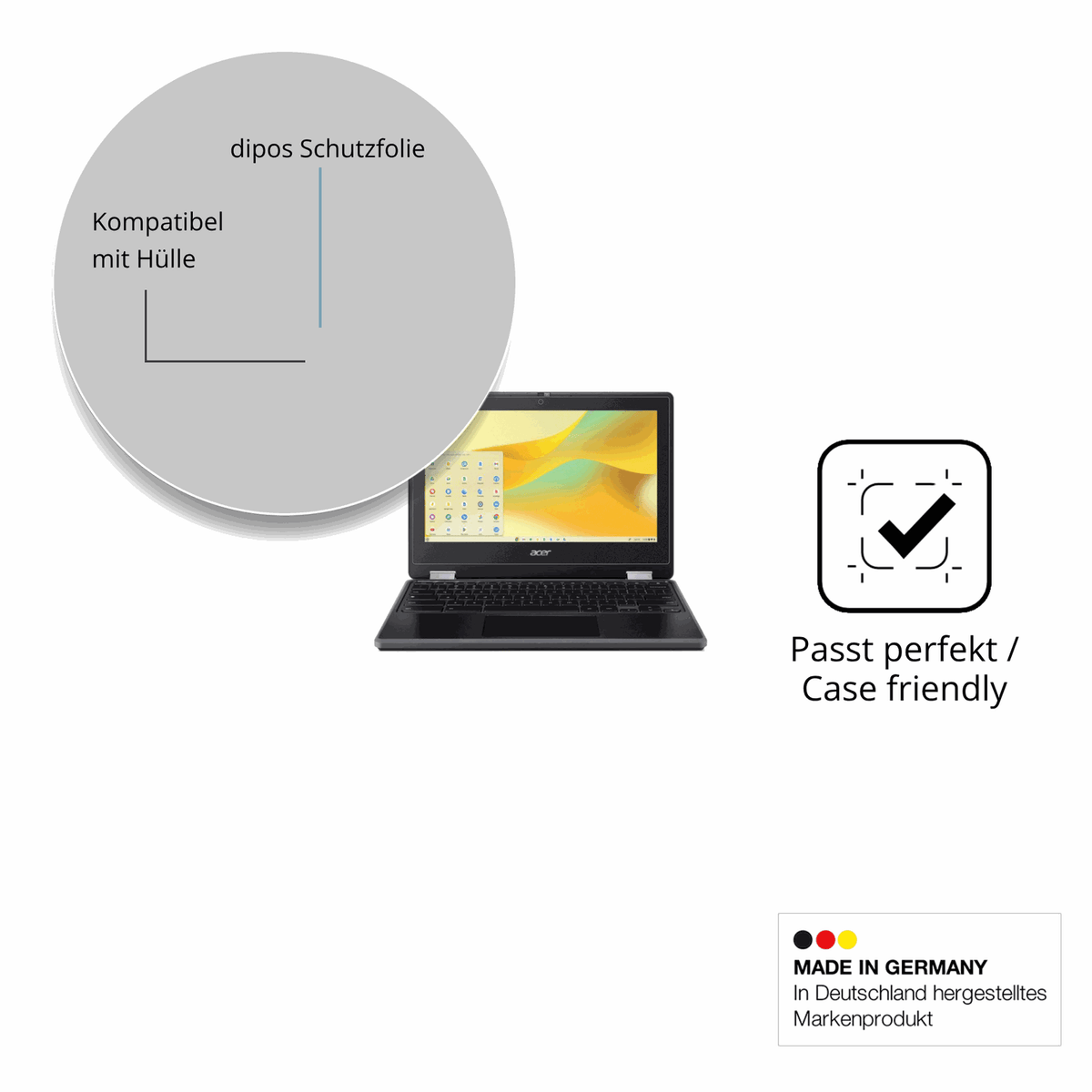 Schutzfolie mit optimaler Passform, zur Verwendung mit Hüllen geeignet