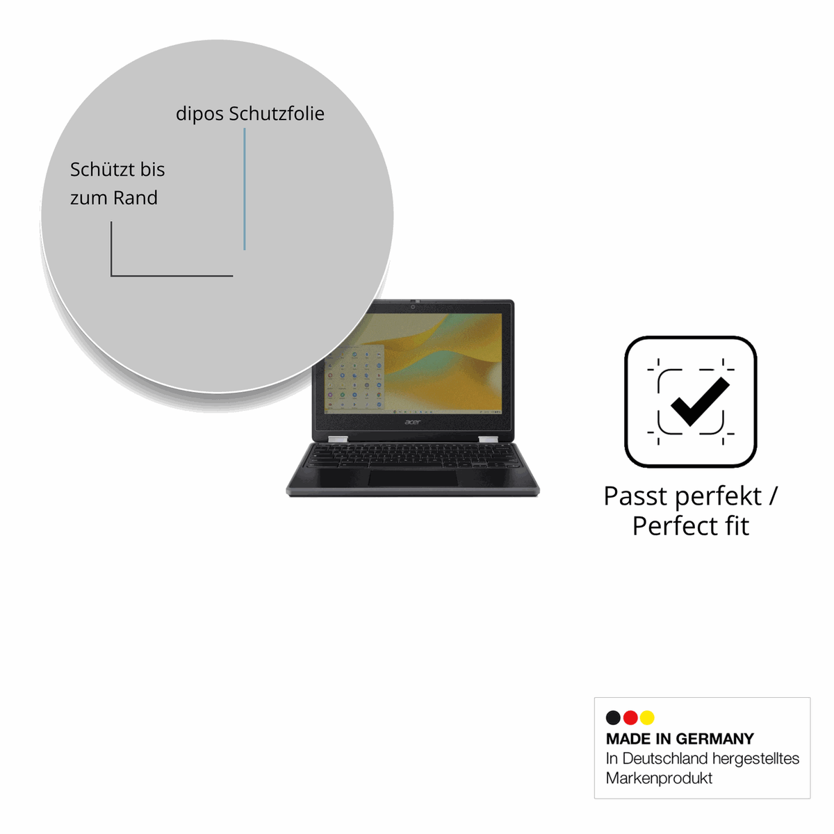 Schutz gegen Kratzer auf dem Acer Chromebook Spin 511 Glas durch Schlüssel oder Ähnliches