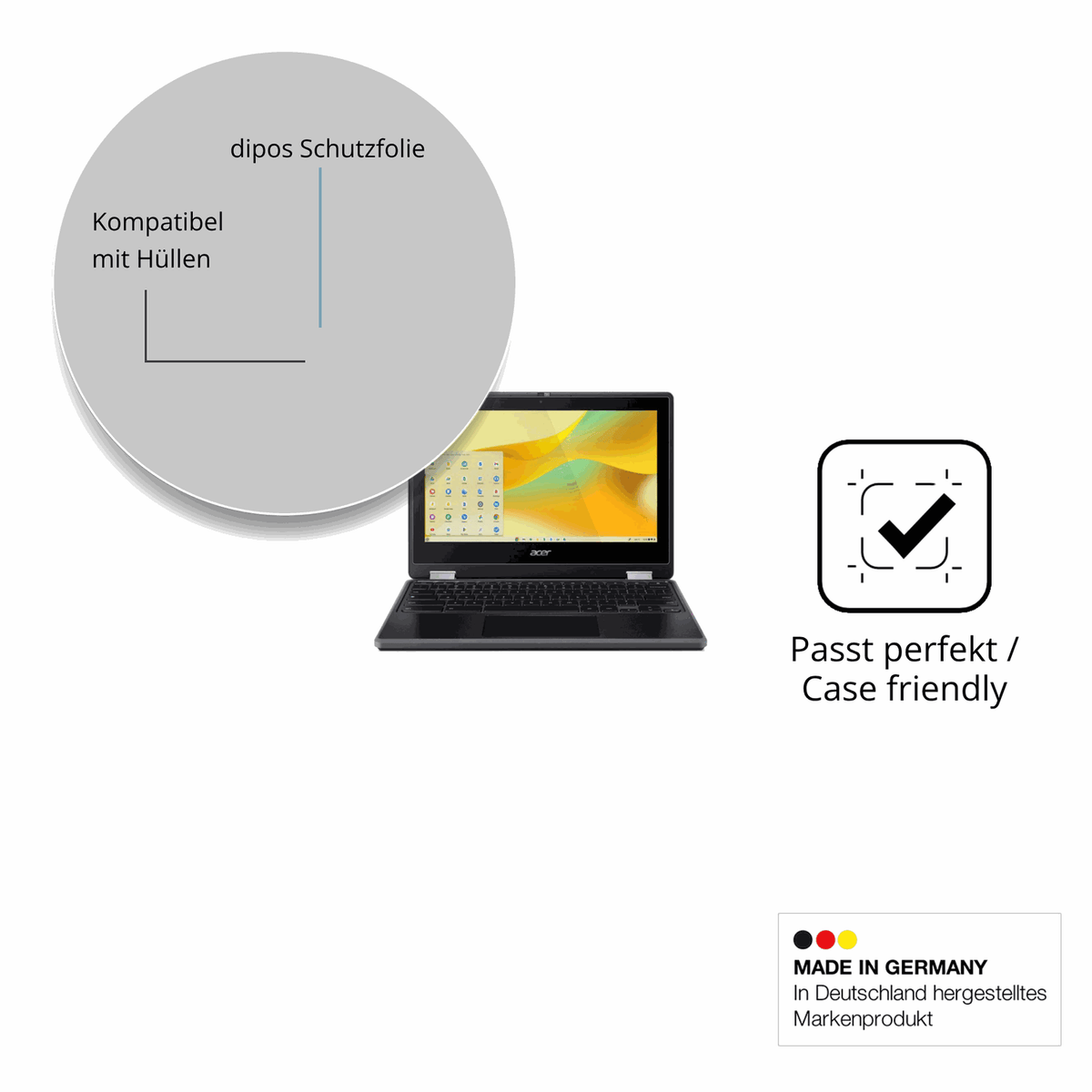 Schutzfolie mit optimaler Passform, zur Verwendung mit Hüllen geeignet