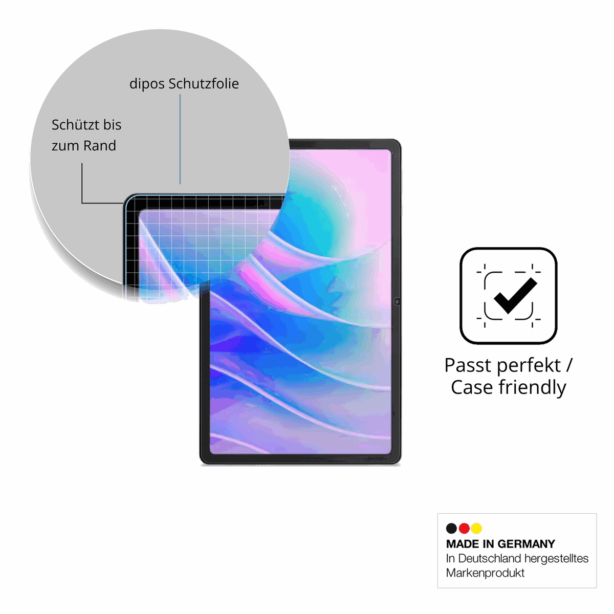 Schutzglasfolie mit optimaler Passform, zur Verwendung mit Hüllen geeignet