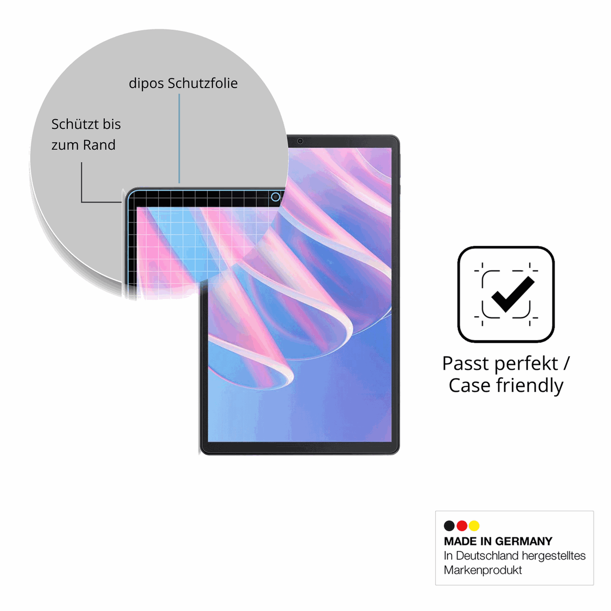 Schutzglasfolie mit optimaler Passform, zur Verwendung mit Hüllen geeignet