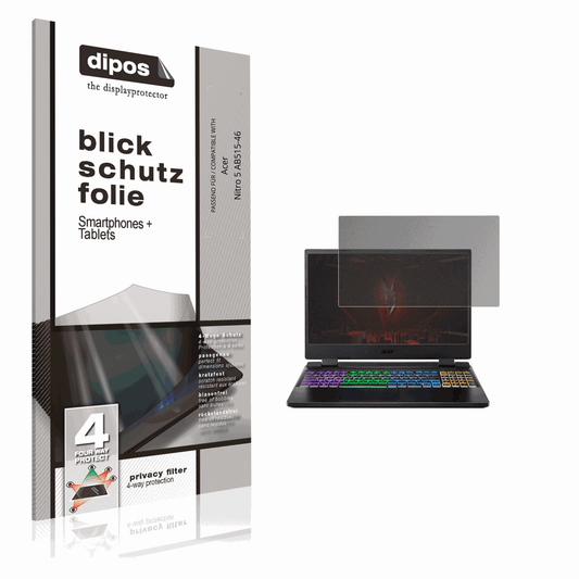 Blickschutzfolie von dipos passend für Acer Nitro 5 AB515-46, präziser Zuschnitt und blasenfrei montiert