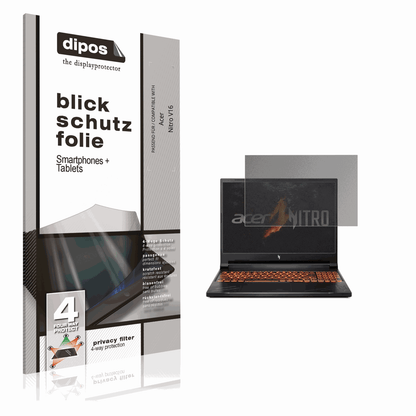 Blickschutzfolie von dipos passend für acernitro v16, präziser Zuschnitt und blasenfrei montiert