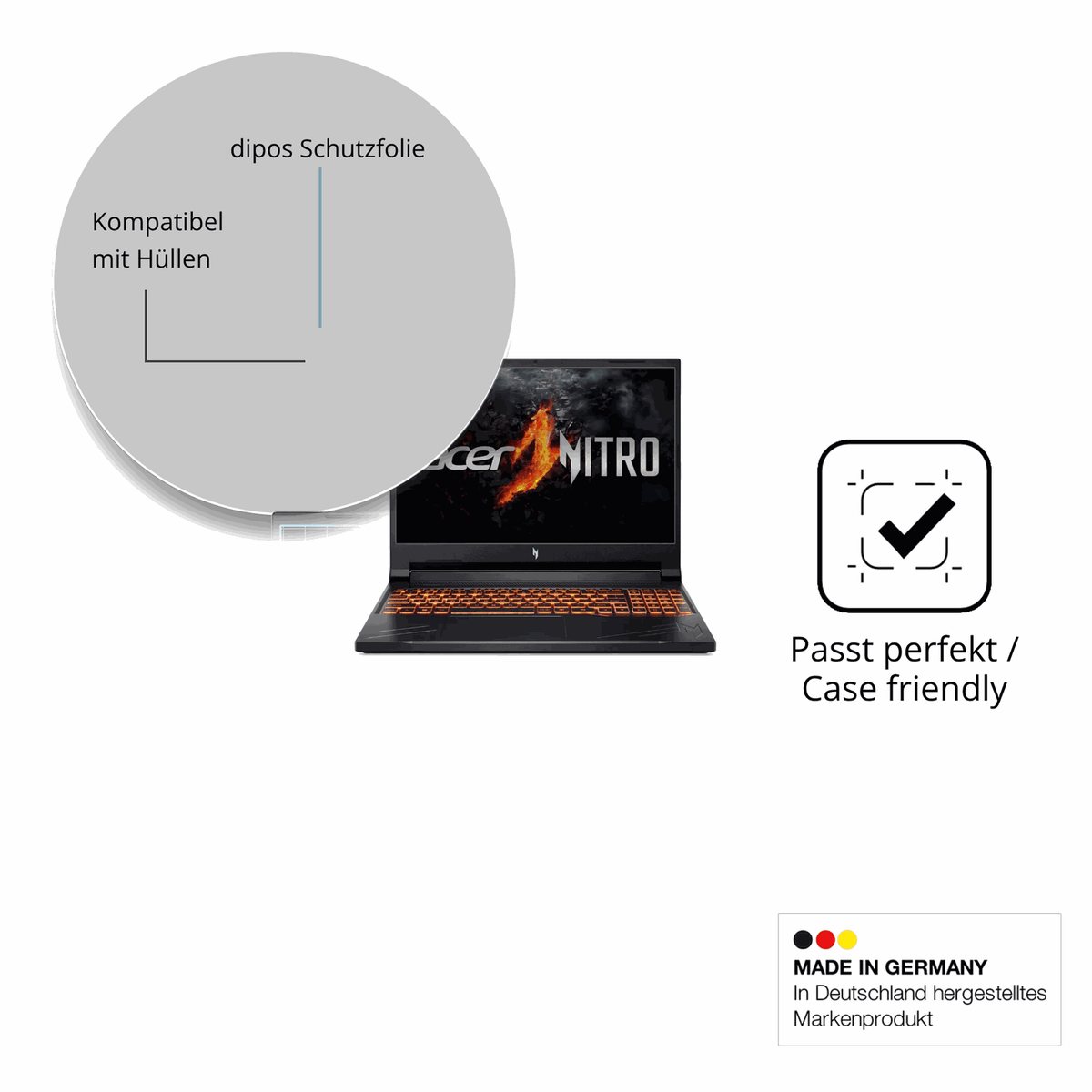 Schutzfolie mit optimaler Passform, zur Verwendung mit Hüllen geeignet