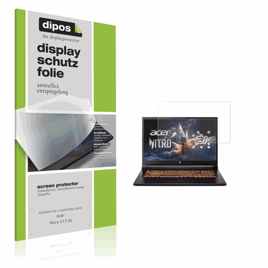 Matte Displayschutzfolie von dipos passend für Acer Nitro V17 AI, präziser Zuschnitt und blasenfrei montiert