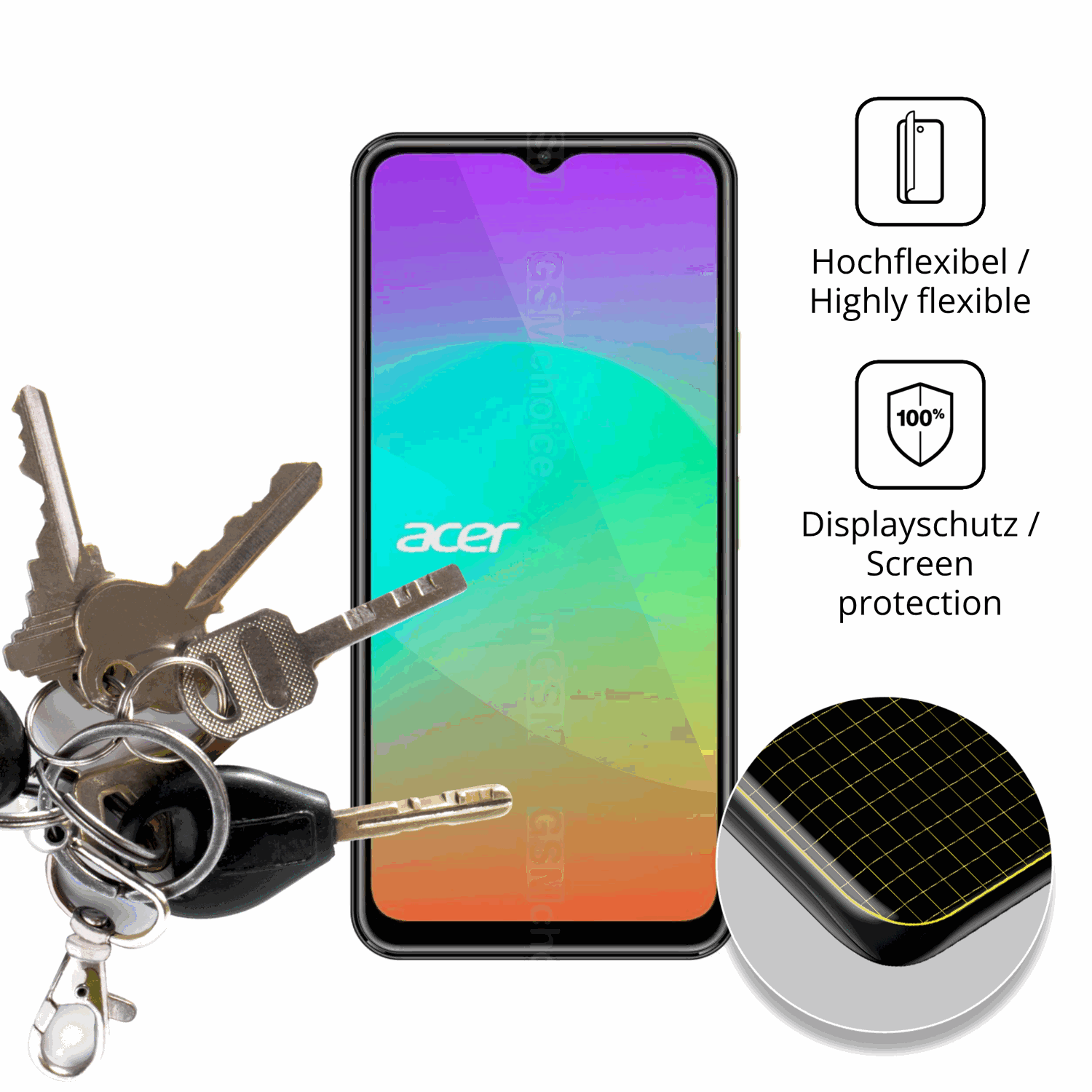 dipos Displayschutz für Acer Sospiro A5 Plus, transparente Oberfläche, geringe Dicke und perfekte Passform