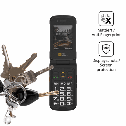 dipos Displayschutz für AGM M8 FLIP, mattierte Oberfläche, Blickschutzfilter und perfekter Passform