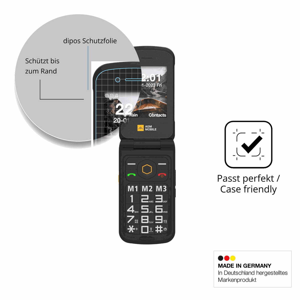 Schutzglasfolie mit optimaler Passform, zur Verwendung mit Hüllen geeignet