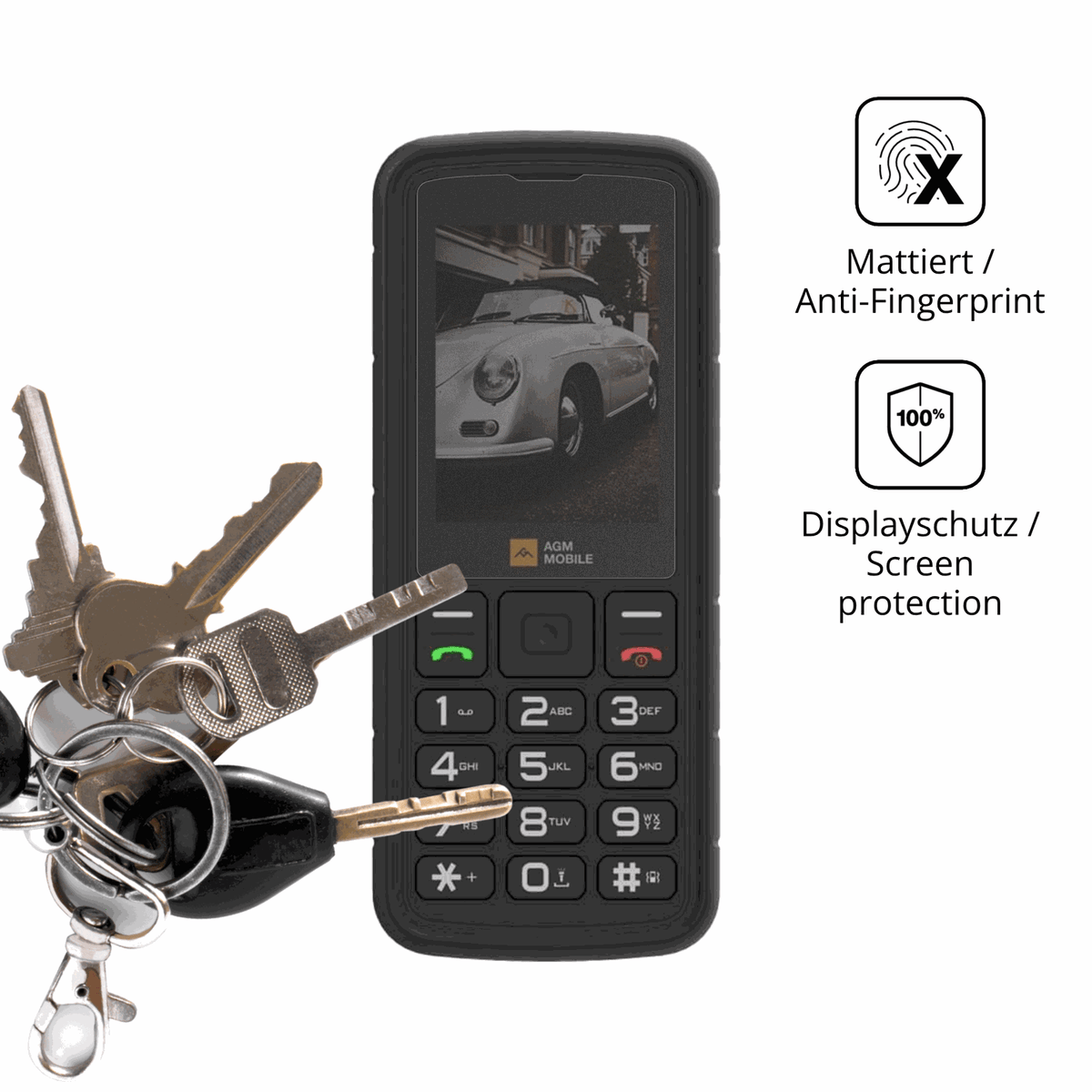 dipos Displayschutz für AGM M9, mattierte Oberfläche, Blickschutzfilter und perfekter Passform