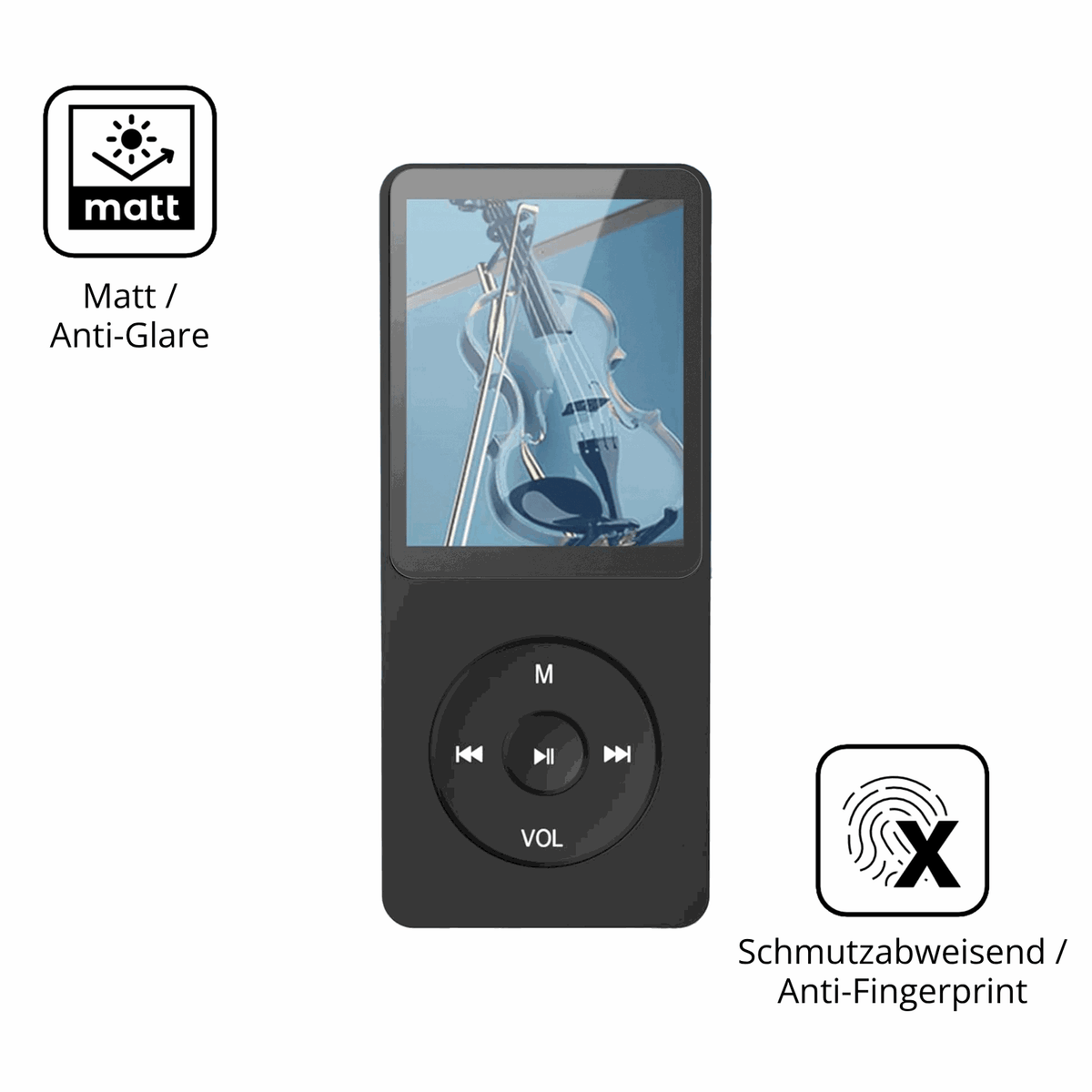 Dünne und entspiegelnde Folie passend zugeschnitten für AGPTEK A02PLB MP3-Player