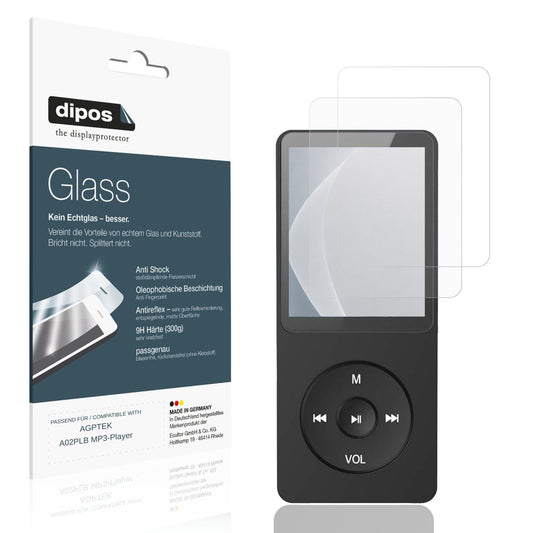 Matte Displayschutzfolie von dipos passend für AGPTEK A02PLB MP3-Player, 9H kratzfest und blasenfrei montiert