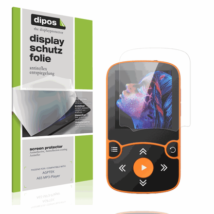 Matte Displayschutzfolie von dipos passend für AGPTEK A65 MP3-Player, präziser Zuschnitt und blasenfrei montiert