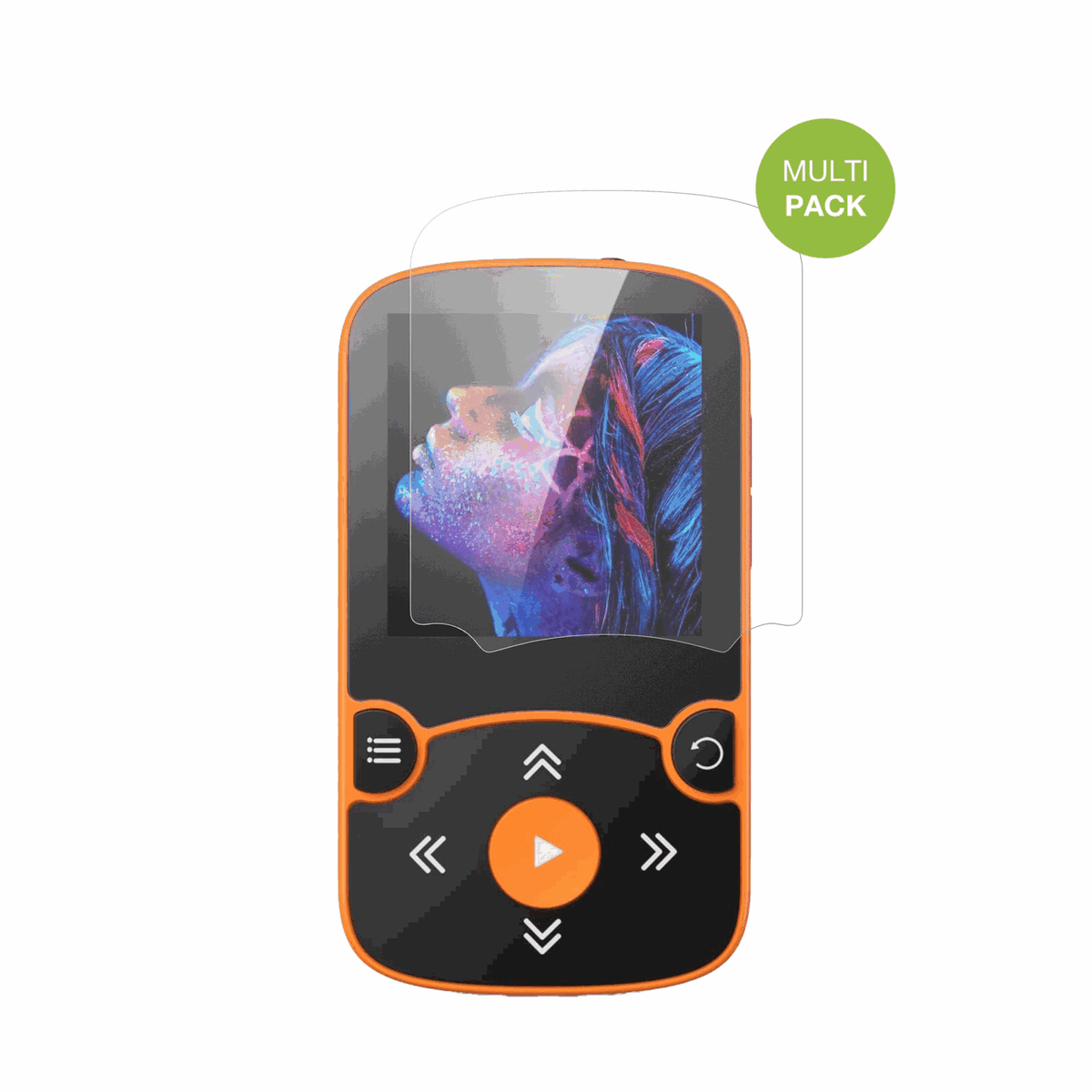 AGPTEKA65 MP3-Player mit aufgebrachter dipos Displayschutzfolie, die lästige Fingerabdrücke minimiert