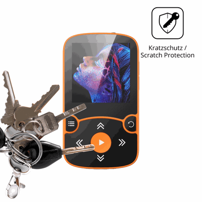 Schutz gegen Kratzer auf dem AGPTEK A65 MP3-Player Glas durch Schlüssel oder Ähnliches