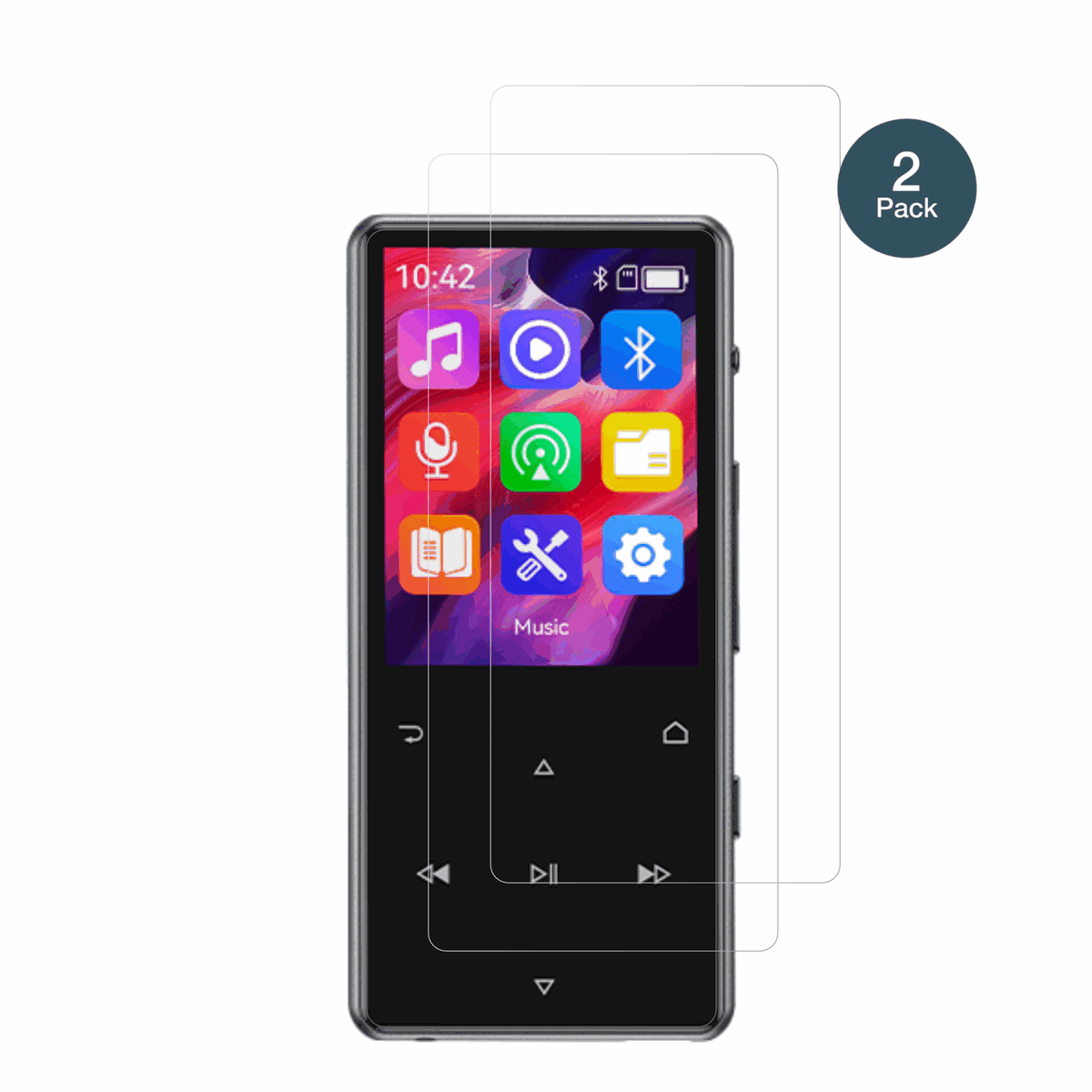 AGPTEKM6 MP3-Player mit aufgebrachter dipos Flex Schutzfolie, glasklare Darstellung ohne Einschränkungen