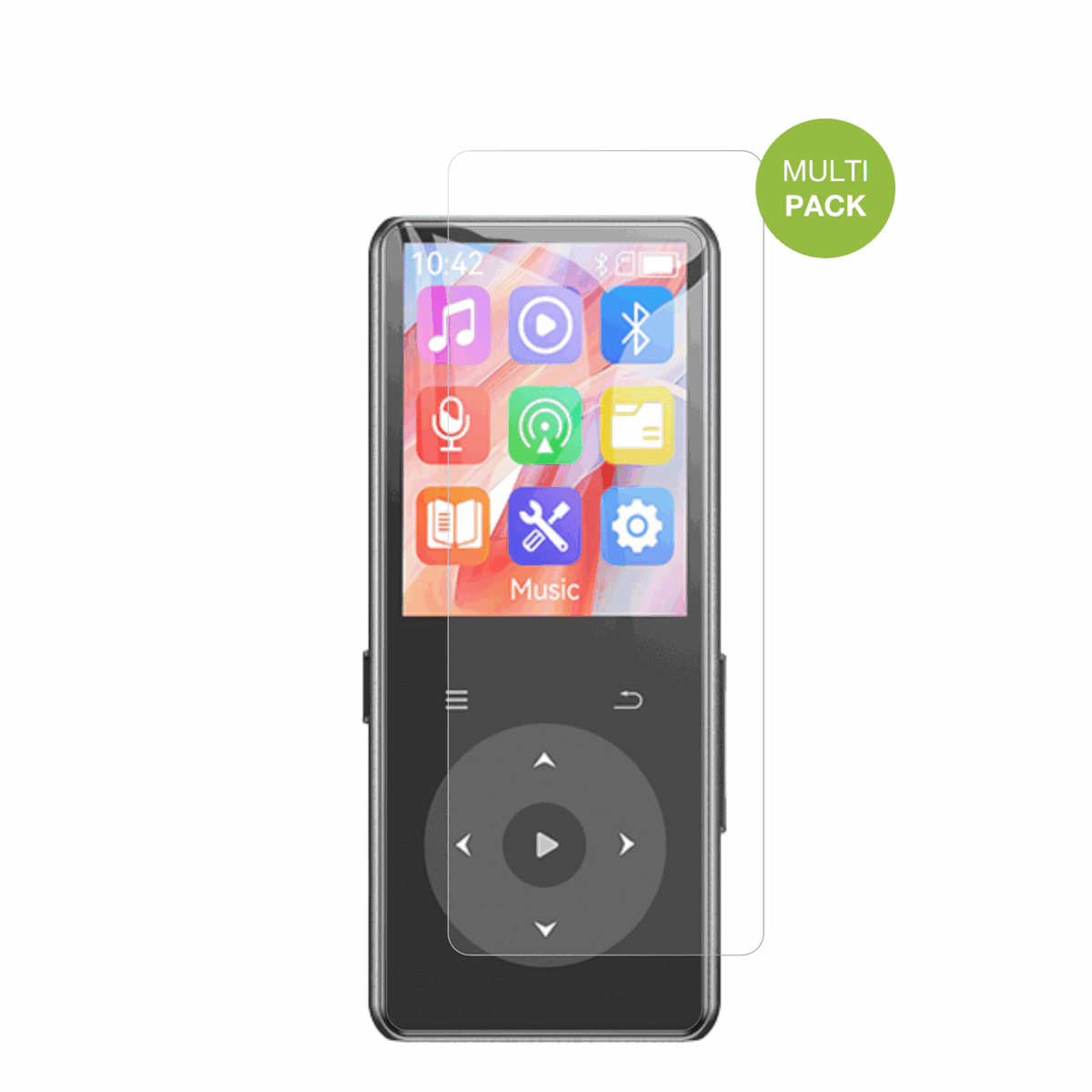 AGPTEKM7 MP3-Player mit aufgebrachter dipos Displayschutzfolie, die lästige Fingerabdrücke minimiert