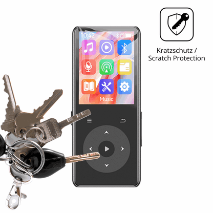 Schutz gegen Kratzer auf dem AGPTEK M7 MP3-Player Glas durch Schlüssel oder Ähnliches